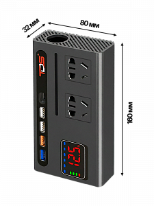 Инвертор автомобильный, преобразователь стабилизатор напряжения 12/220В, 150Вт TDS TS-CAU74